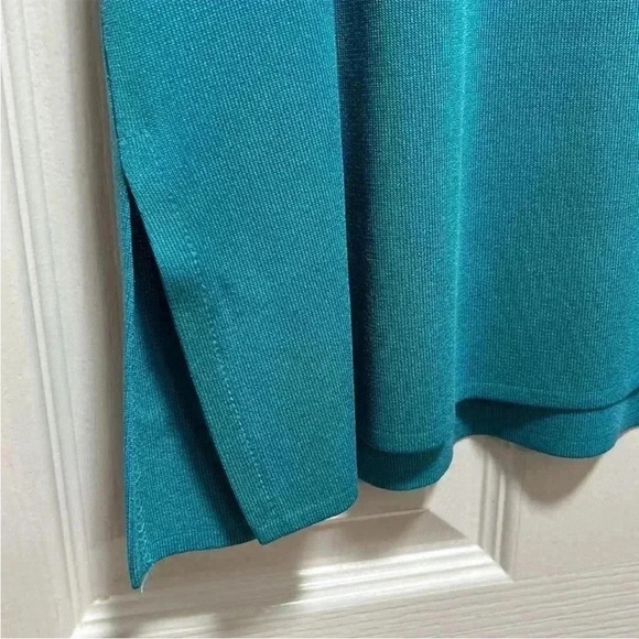 Exclusively Misook Blue Cowl Neck Short Sleeve Top Shirt Shoulder Pads Sz XL - Picture 4 of 10